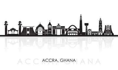 Obraz premium Silhouette Skyline panorama of city of Accra, Ghana - vector illustration