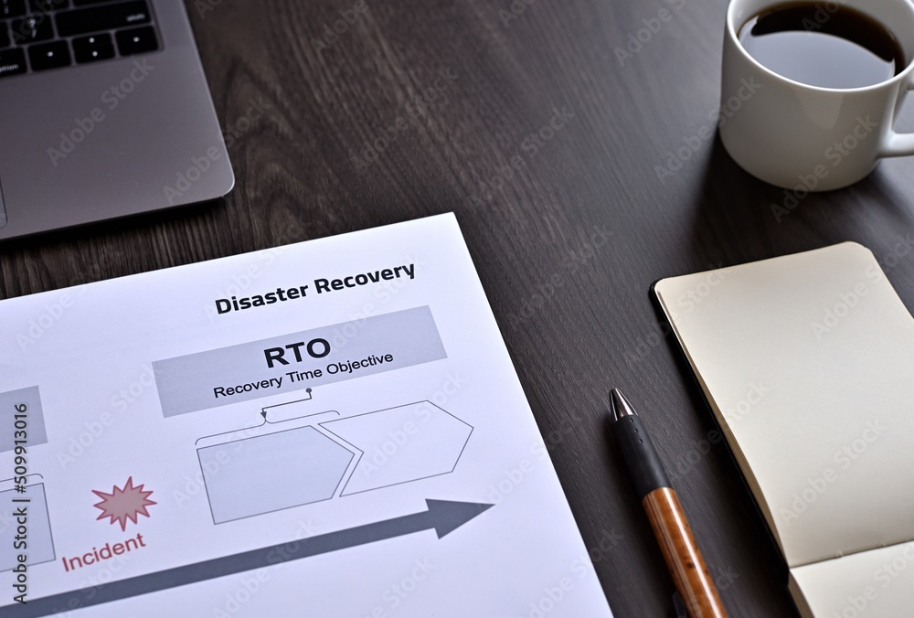 Poster there is dummy documents that created for the photo shoot on the desk about recovery time objective.