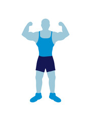 Muskulöser Bodybuilder Posen Silhouette 