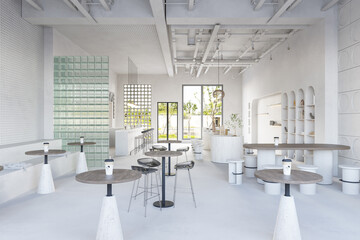 3d Rendering Coffee Shop and Cafe Lounge Restaurant