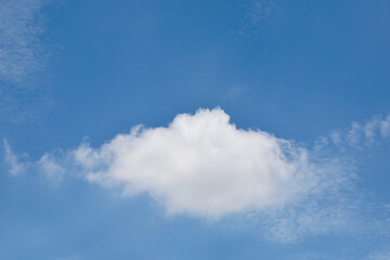 Bright Blue sky with white cloud. Beautiful sky background and wallpaper. Clear day and good weather in the morning.