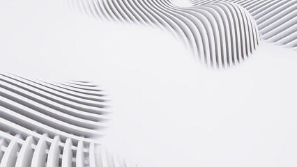 Abstract Curved Shapes. White Circular Background.