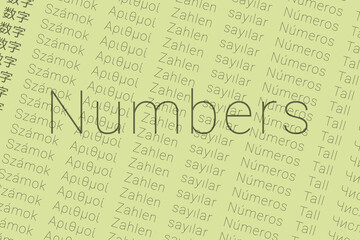 Word Numbers in languages of world. Logo Numbers on Perhydral blonde  color