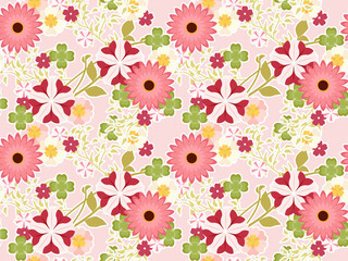 ピンクの花柄、パターン背景