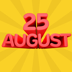 A beautiful 3d illustration with august day calendar.