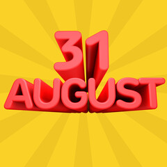 A beautiful 3d illustration with august day calendar.
