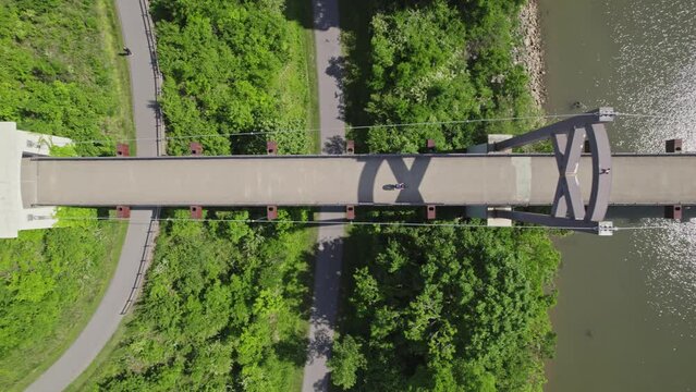 Aerial Shot of Bridge over the Cumberland River - Nashville, TN