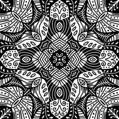 Ethnic ornament decorative on black and white.
