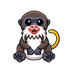Cute little tamarin monkey cartoon sitting