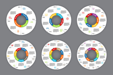 Vector set infographic design template circle chart process diagram.
