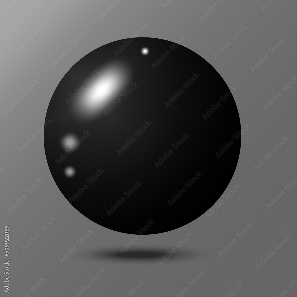 Poster black 3d ball in realistic style. 3d vector icon. vector illustration. stock image.