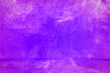 Abstract purple background purple smoking room with cement floor