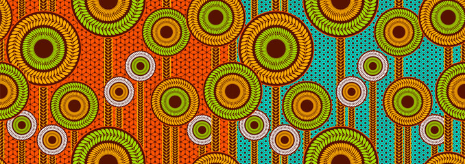 Naklejka premium Flower ivy image, 2 types color background, ethnic pattern of african textile art, Hawaii abstract circle, line and point image, fashion artwork for print, vector file eps10
