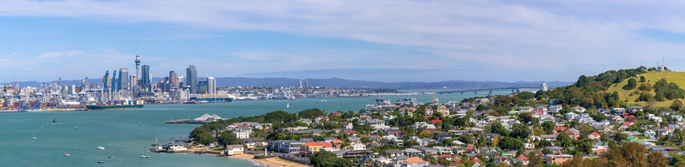 Fototapeta na wymiar Ackland city panoramic view, New Zealand