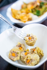 chinese dumplings and pork inside