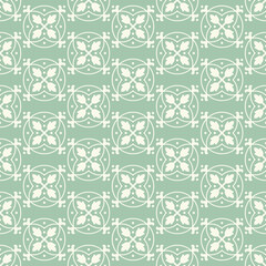 Damask seamless vector pattern. Classic vintage damask ornament, royal victorian geometric seamless pattern for wallpaper, textile, packaging. Floral baroque pattern, green background 