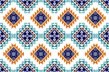 Ikat ethnic seamless pattern design. Aztec fabric carpet mandala ornaments textile decorations wallpaper. Tribal boho native ethnic turkey traditional embroidery vector background 