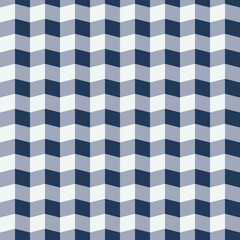 Vector dimensional small geometric square box shape blue color background. Checkered zigzag seamless pattern design. Use for fabric, textile, interior decoration elements, upholstery, wrapping.