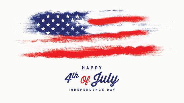 Happy 4th Of July USA Independence Day. Paint Brush Style Background. 