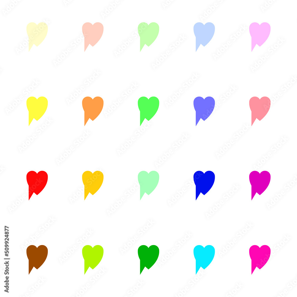 Poster line icon set of vivid multicolored speech bubbles in form of cloud with black stroke