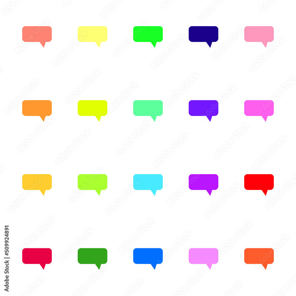 Aufkleber line icon collection of speech bubbles in form of clouds colored with various bright colors
