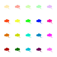 Line icon collection of vibrant multicolored speech bubbles looking like clouds