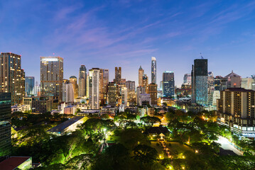 Obraz premium buildings cityscape near Witthayu road in Bangkok city, Thailand