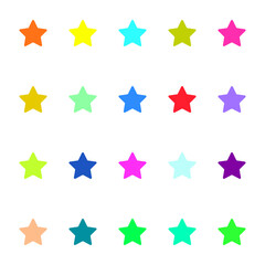 Line icon collection of vibrant multicolored stars. Suitable for apps, books, sites etc