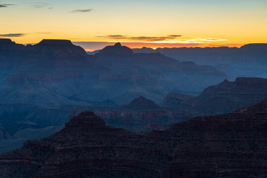 Landscape photograph of the Grand Canyon at sunrise from Yavapai Point.