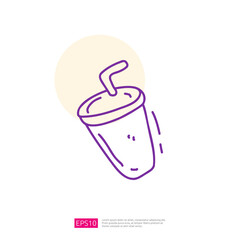 cold drink cup doodle icon