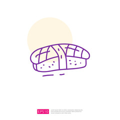 fish sushi doodle line icon