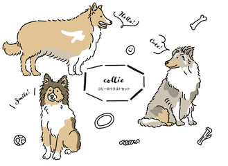 コリーの手書きイラストセット