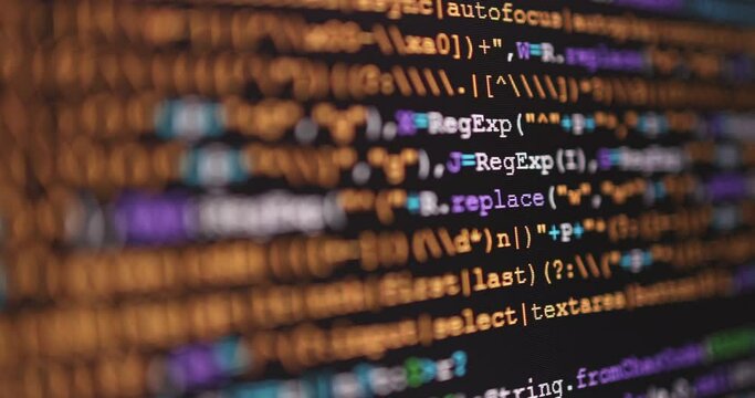 4K Close up shot programming tag coding on screen. Background concept for programming and coding web development.