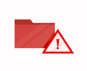 Malicious Folder or File in Computer File System Infected Malware Virus or Hacked with Alert Sign Red Concept Vector Illustration