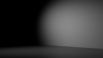 Habitaci&oacute;n con luz lateral derecha negra. Piso y pared