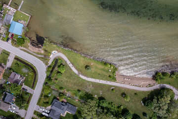 Innisfil beach views with green water patterns looking Down