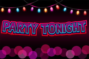 Party tonight editable text effect modern neon style