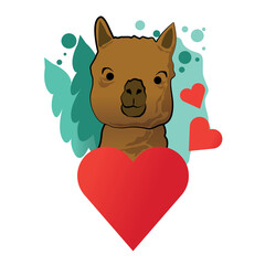 alpaca with love vector illustration