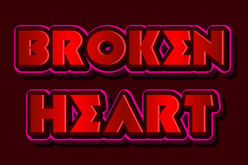 Fototapeta na wymiar Broken heart editable text effect 3d emboss style