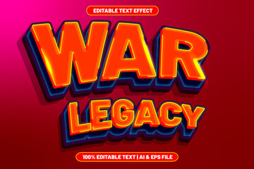 War Legacy editable text effect neon x emboss style