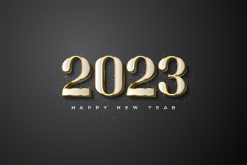 Happy new year 2023 with luxury gold color