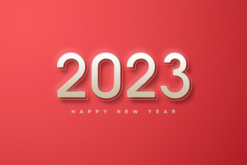 Fototapeta na wymiar Happy new year 2023 with prominent 3d numbers