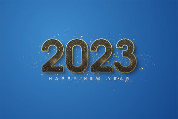 new year 2023 with glitter black numbers