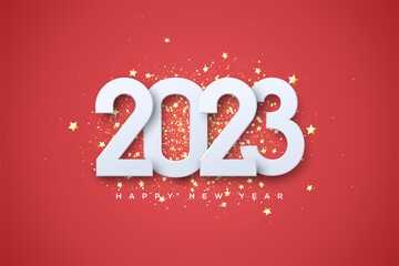 Fototapeta na wymiar 2023 happy new year with numbers overlapping each other