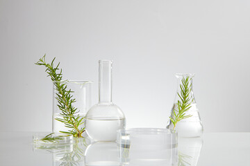 Front view of science working with chemical reaction in chemistry laboratory . liquid in...