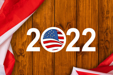 Fototapeta na wymiar 2022 election day in united states. illustration graphic ofunited states flag