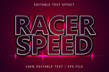 Racer speed editable Text effect 3 Dimension emboss modern style