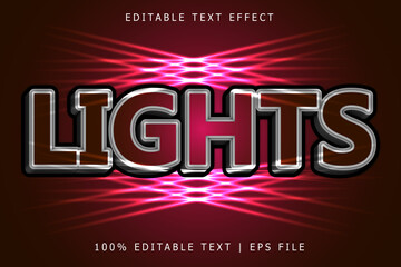Lights editable Text effect 3 Dimension emboss modern style