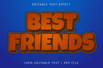 Best friends editable Text effect 3 Dimension emboss simple style