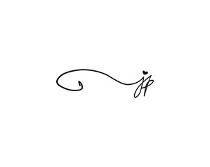 jp initial handwriting logo vector